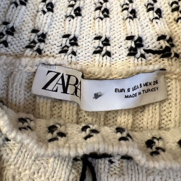 RARE ZARA WHIP STITCH OFF WHITE KNIT SWEATER Ref. 3597/150 Size Small - Picture 6 of 8